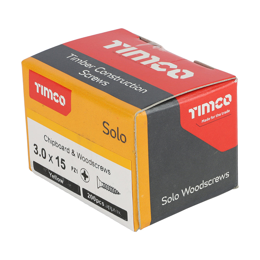 TIMCO Solo Countersunk Gold Woodscrews - 3.0 x 15 - Image
