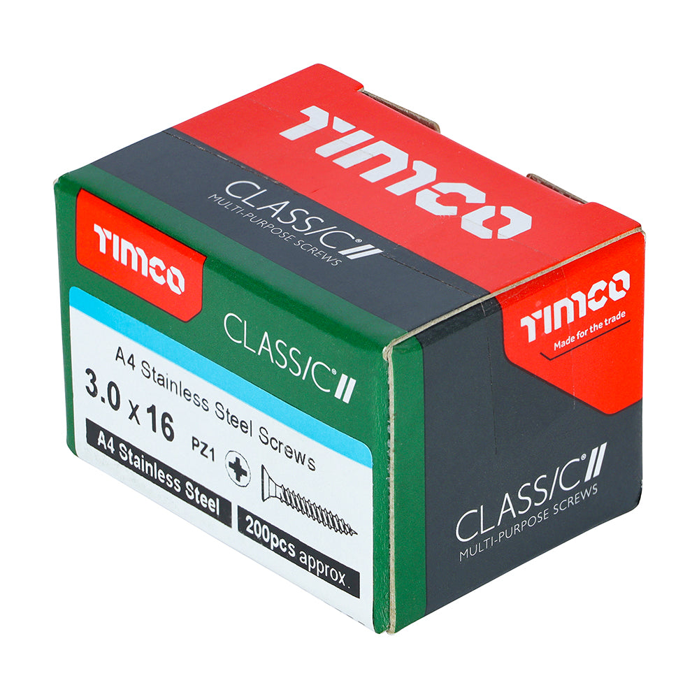 TIMCO Classic Multi-Purpose Countersunk A4 Stainless Steel Woodcrews - 3.0 x 16 - Image