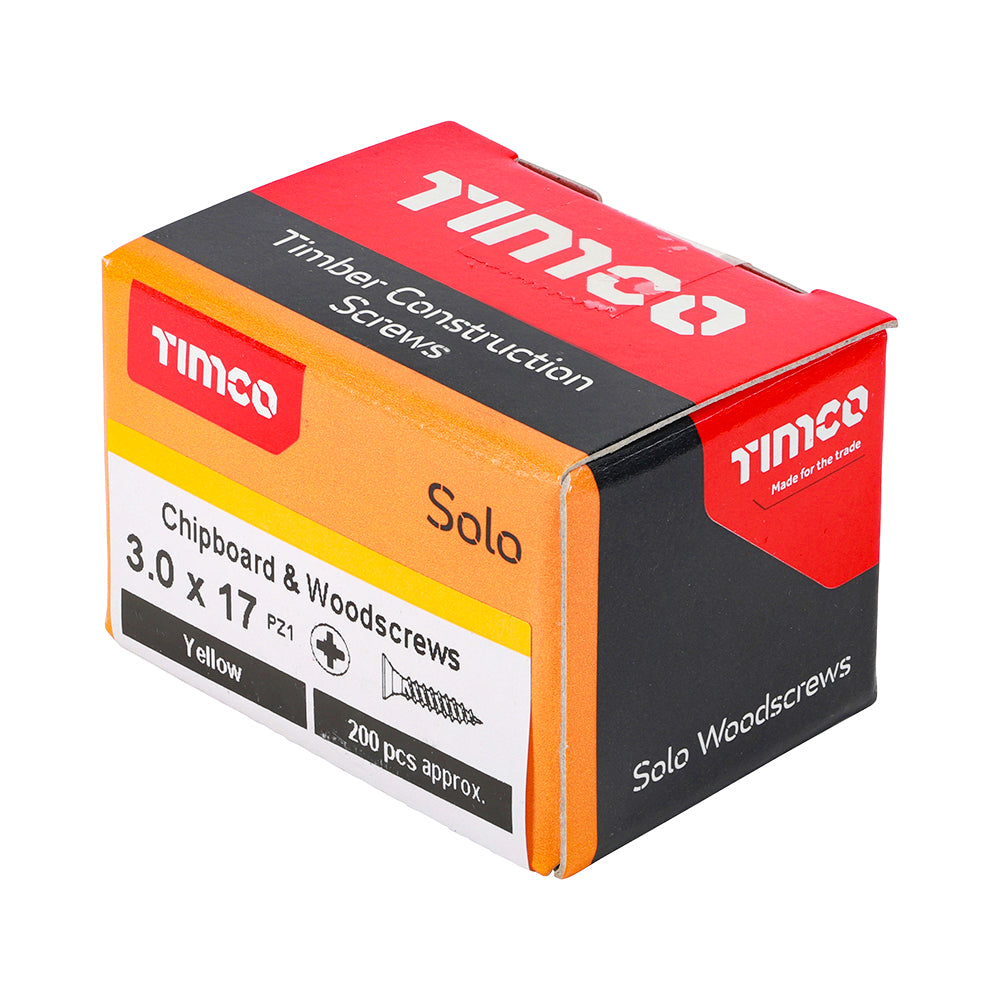 TIMCO Solo Countersunk Gold Woodscrews - 3.0 x 17 - Image