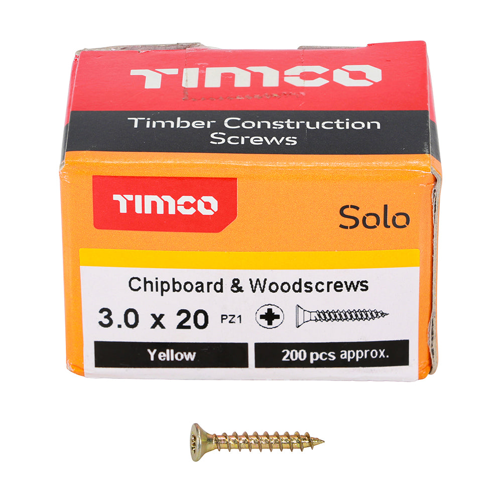 TIMCO Solo Countersunk Gold Woodscrews - 3.0 x 20 - Image