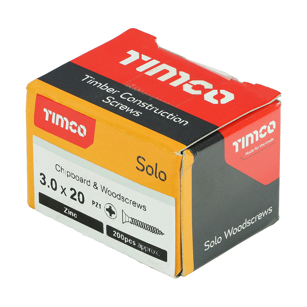 TIMCO Solo Countersunk Silver Woodscrews - 3.0 x 20 - Image