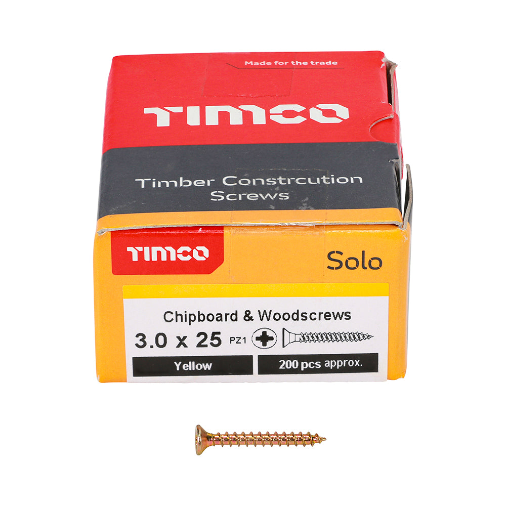 TIMCO Solo Countersunk Gold Woodscrews - 3.0 x 25 - Image