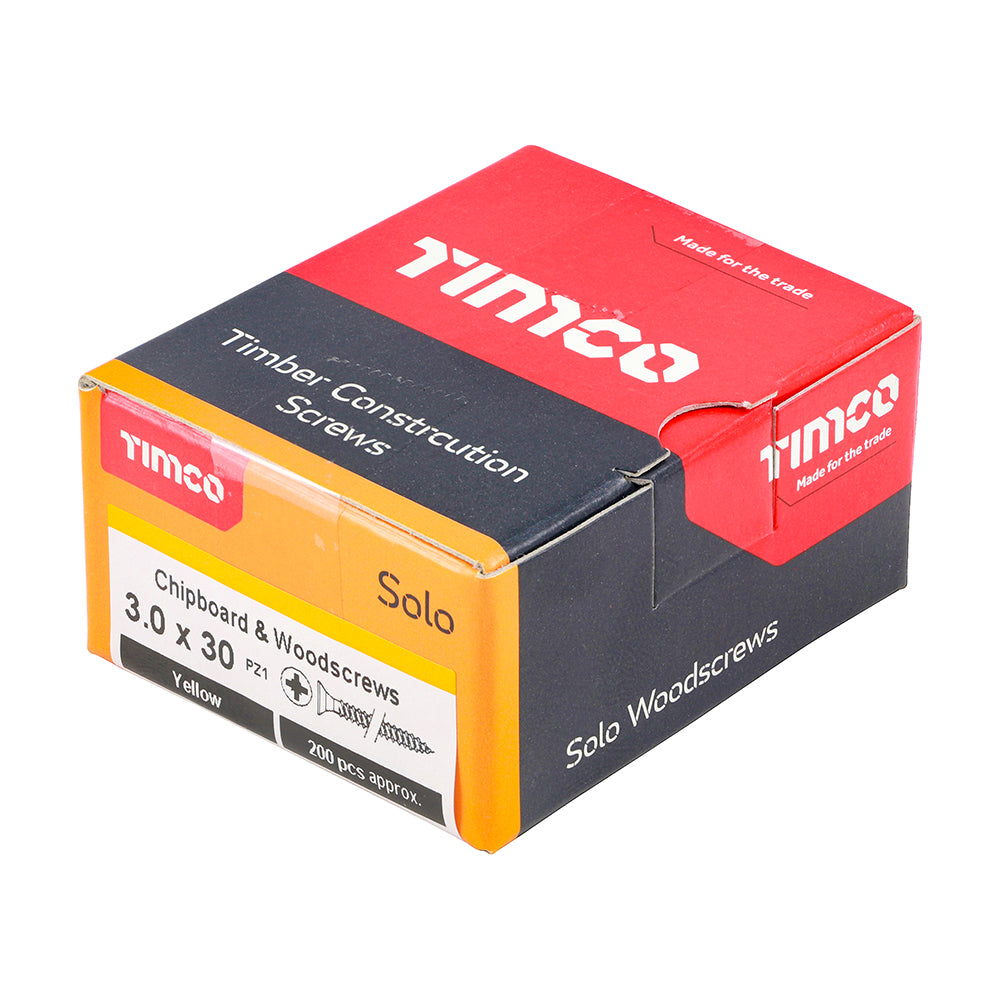 TIMCO Solo Countersunk Gold Woodscrews - 3.0 x 30 - Image