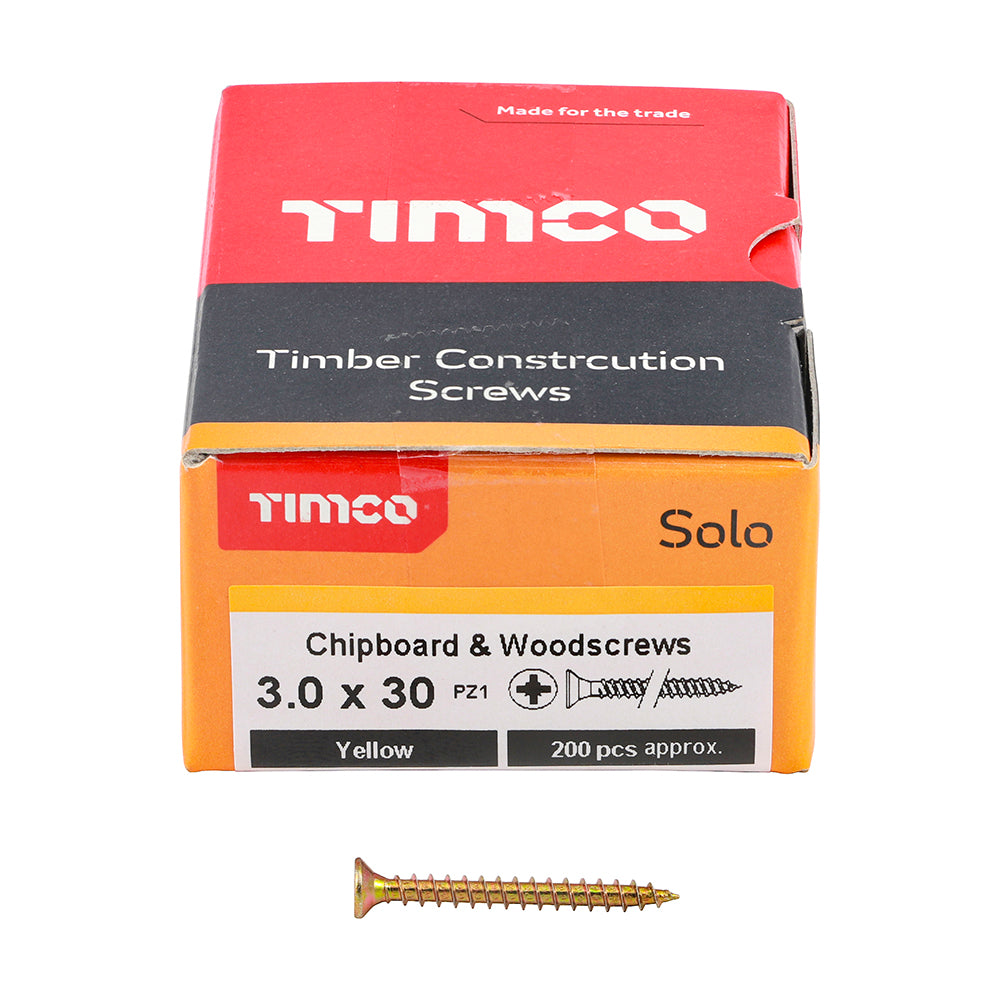 TIMCO Solo Countersunk Gold Woodscrews - 3.0 x 30 - Image