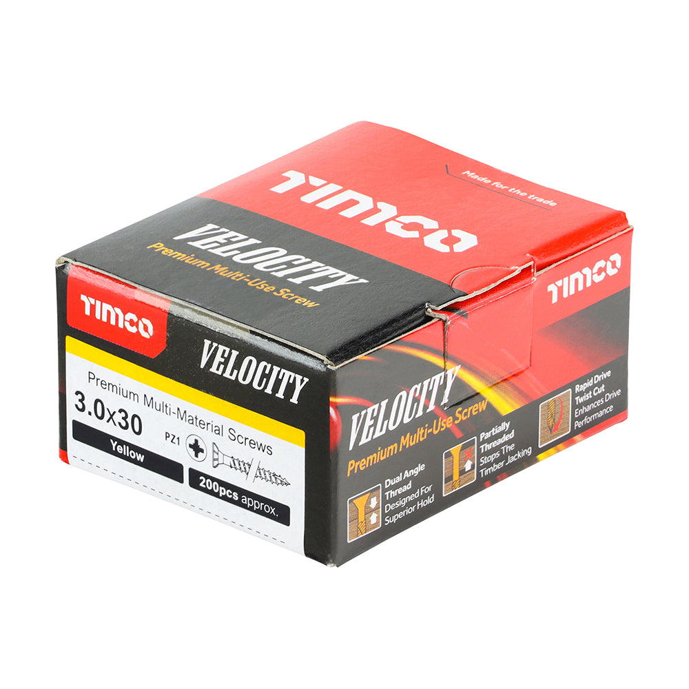 TIMCO Velocity Premium Multi-Use Countersunk Gold Woodscrews - 3.0 x 30 - Image