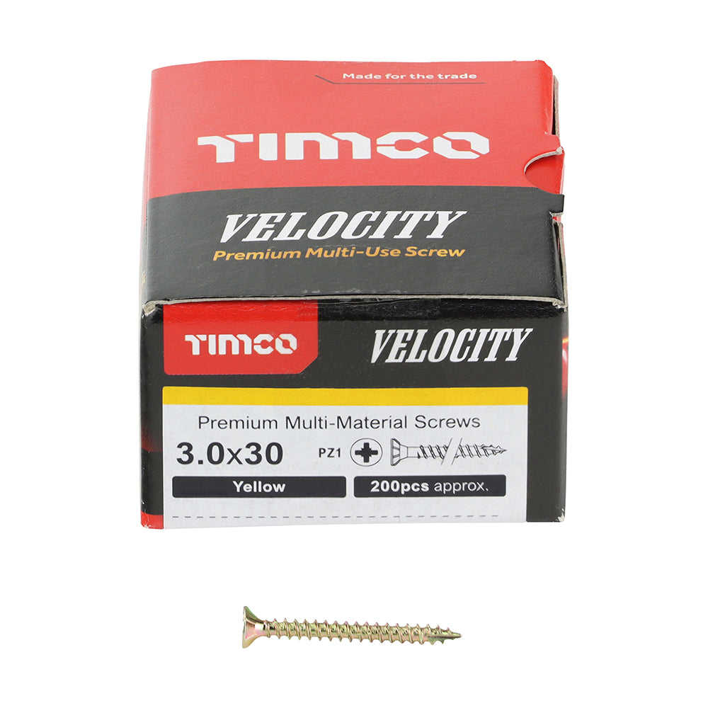 TIMCO Velocity Premium Multi-Use Countersunk Gold Woodscrews - 3.0 x 30 - Image