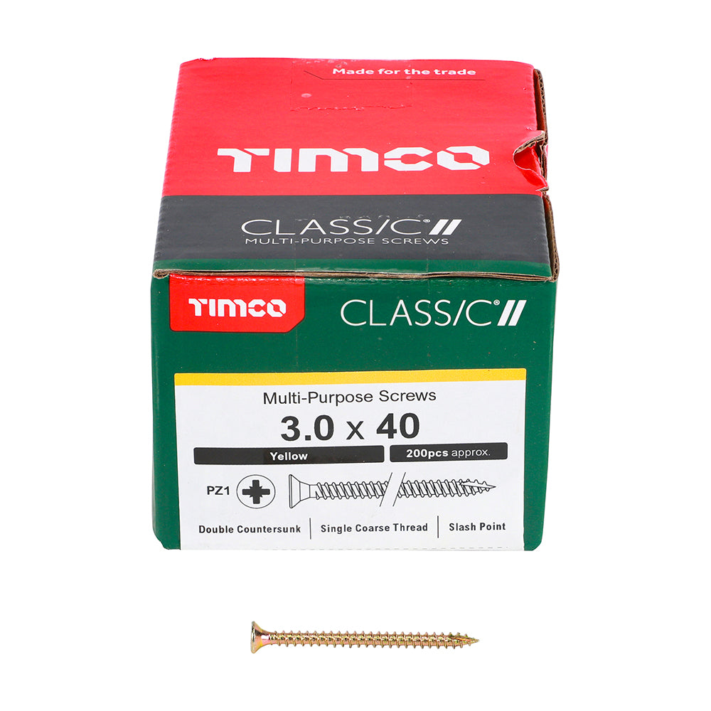 TIMCO Classic Multi-Purpose Countersunk Gold Woodscrews - 3.0 x 40 - Image