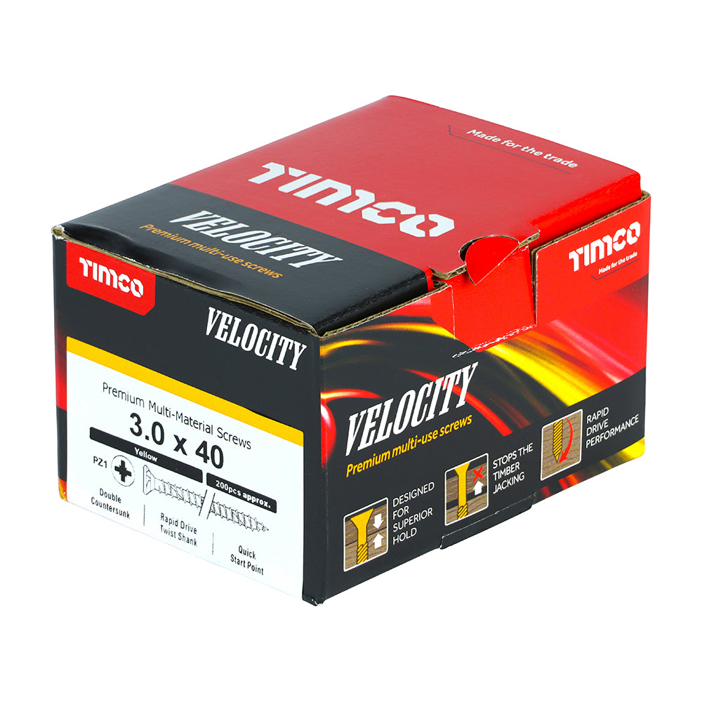 TIMCO Velocity Premium Multi-Use Countersunk Gold Woodscrews - 3.0 x 40 - Image