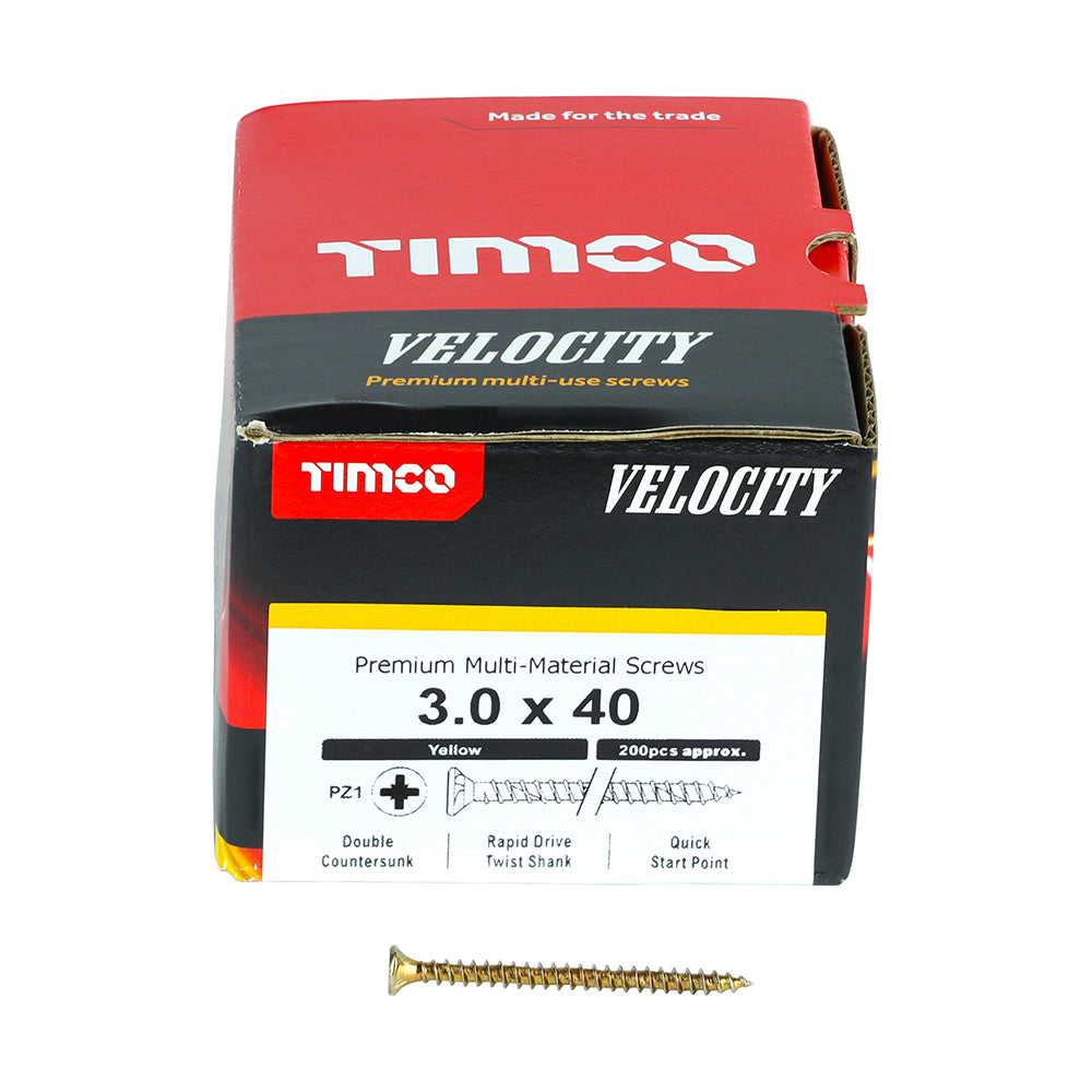 TIMCO Velocity Premium Multi-Use Countersunk Gold Woodscrews - 3.0 x 40 - Image