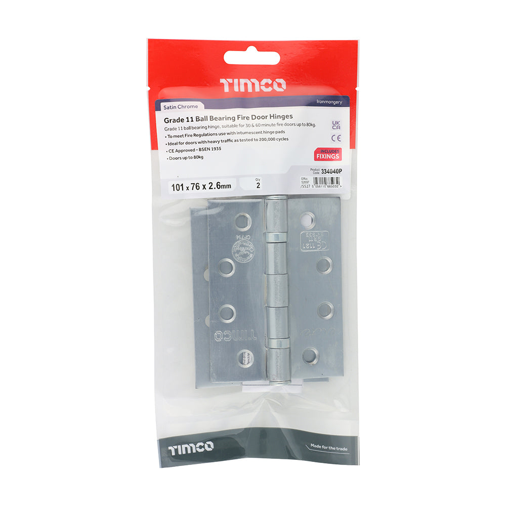 TIMCO Ball Bearing Hinges Grade 11 Steel Satin Chrome - 102 x 76 x 2.7 - Image