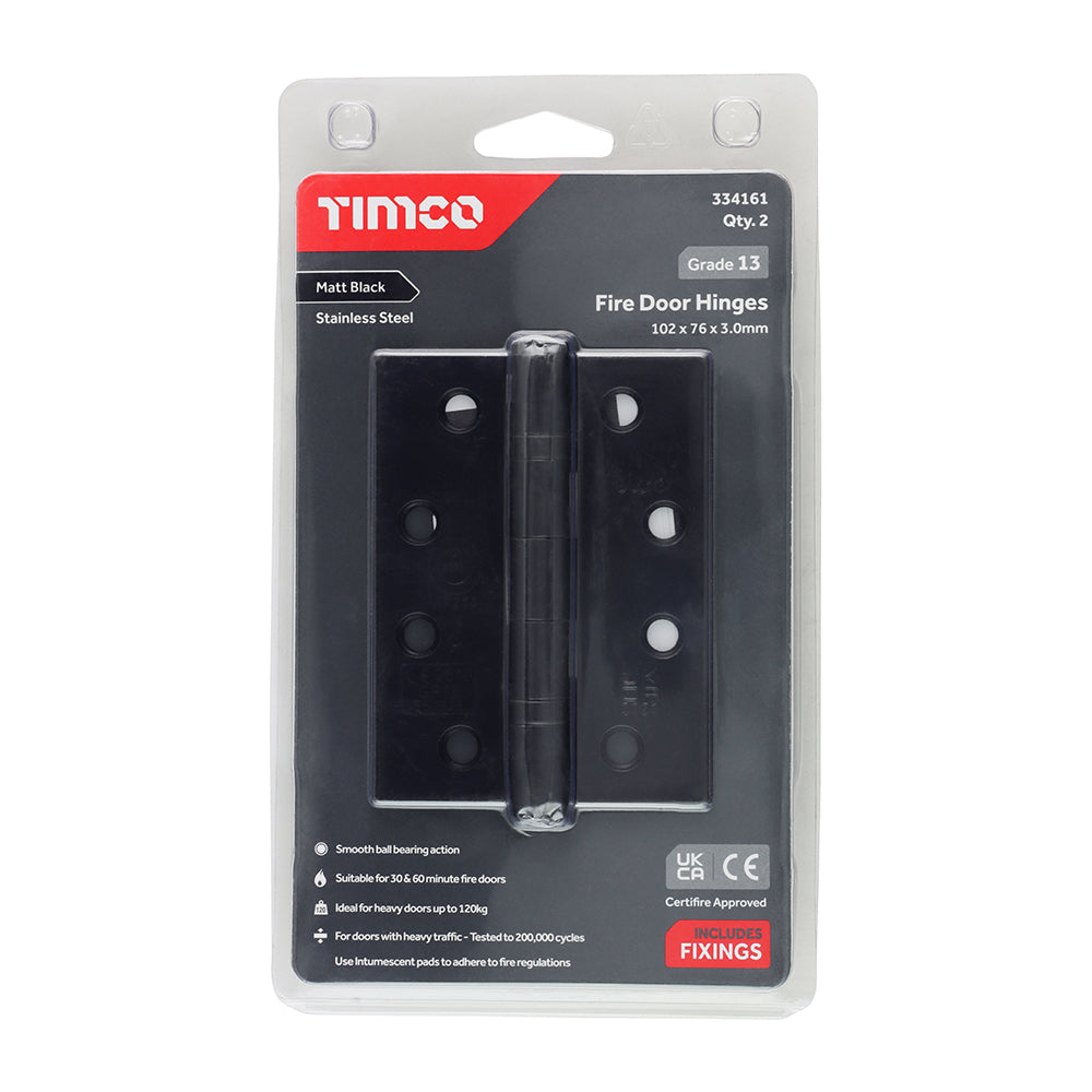 TIMCO Ball Bearing Hinges Grade 13 Stainless Steel Matt Black - 101 x 76 x 3.0 - Image