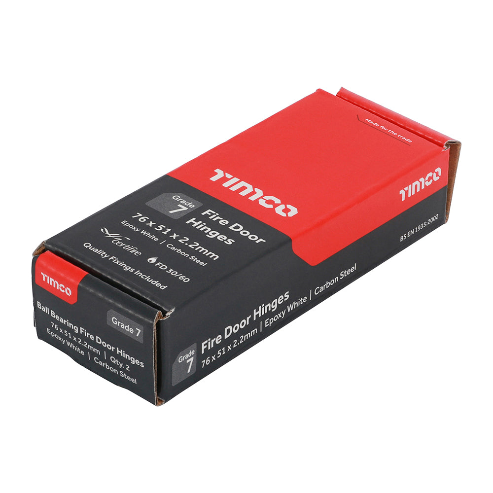 TIMCO Ball Bearing Hinges Grade 7 Steel Epoxy White - 76 x 50 x 2.0