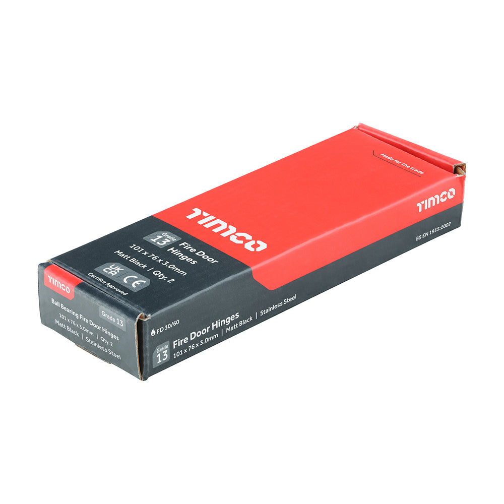 TIMCO Ball Bearing Hinges Grade 13 Stainless Steel Matt Black - 101 x 76 x 3.0 - Image