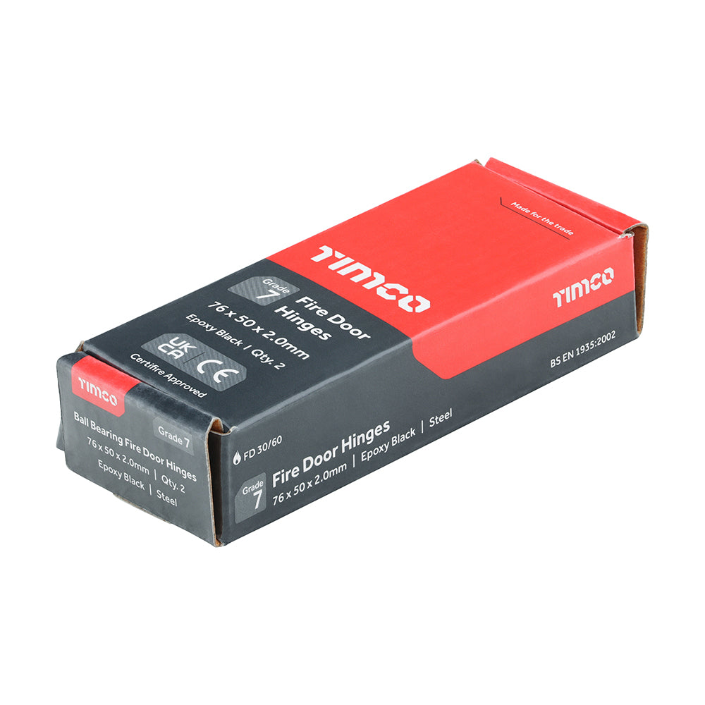 TIMCO Ball Bearing Hinges Grade 7 Steel Epoxy Black - 76 x 50 x 2.0 - Image