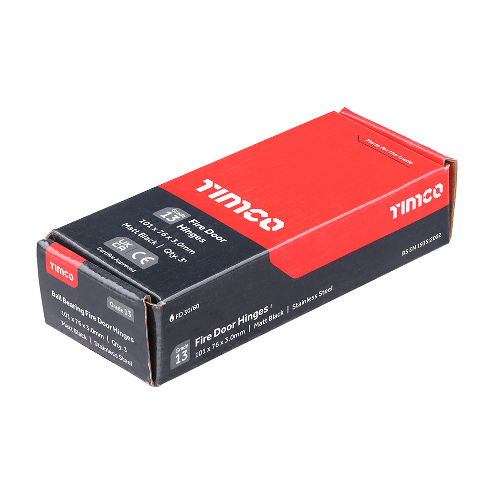 TIMCO Ball Bearing Hinges Grade 13 Stainless Steel Matt Black - 101 x 76 x 3.0 - Image