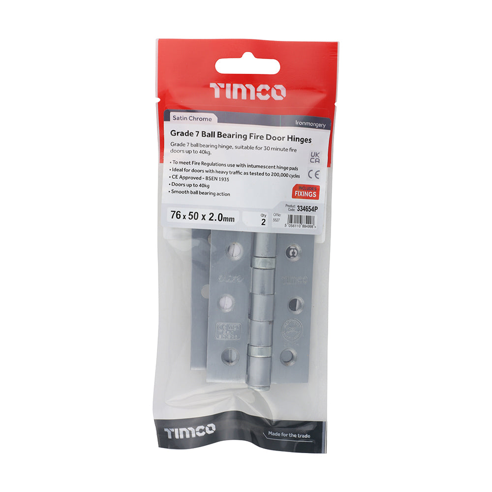 TIMCO Ball Bearing Hinges Grade 7 Steel Satin Chrome - 76 x 51 x 2.2 - Image
