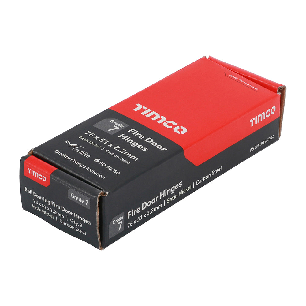 TIMCO Ball Bearing Hinges Grade 7 Steel Satin Nickel - 76 x 50 x 2.0 - Image