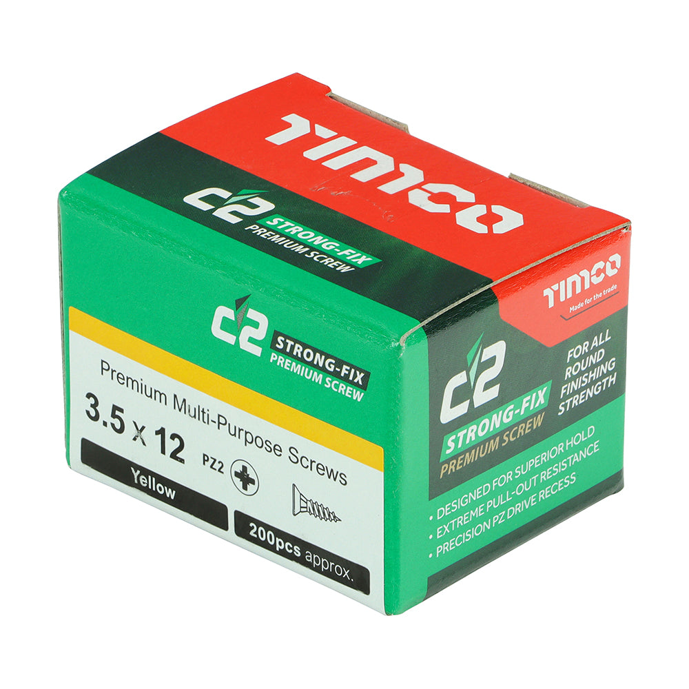 TIMCO C2 Strong-Fix Multi-Purpose Premium Countersunk Gold Woodscrews - 3.5 x 12 - Image