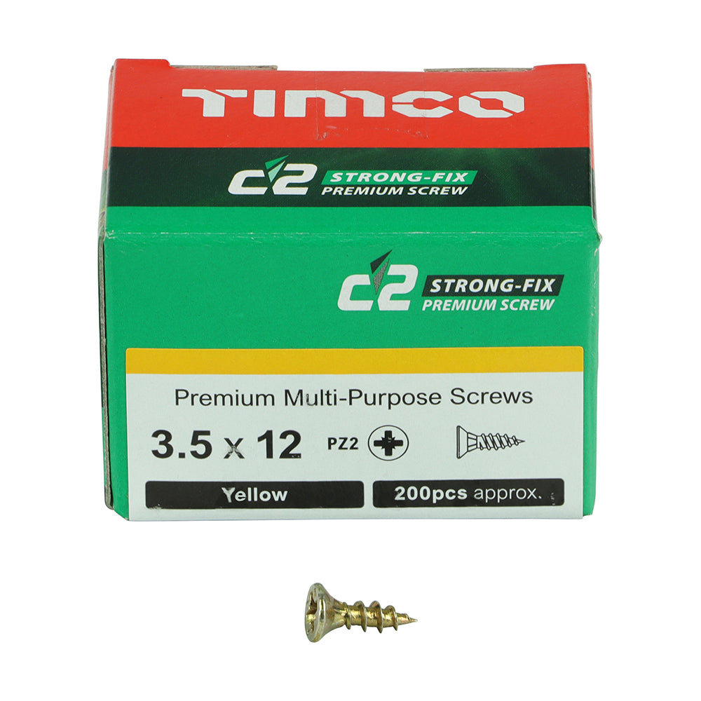 TIMCO C2 Strong-Fix Multi-Purpose Premium Countersunk Gold Woodscrews - 3.5 x 12 - Image