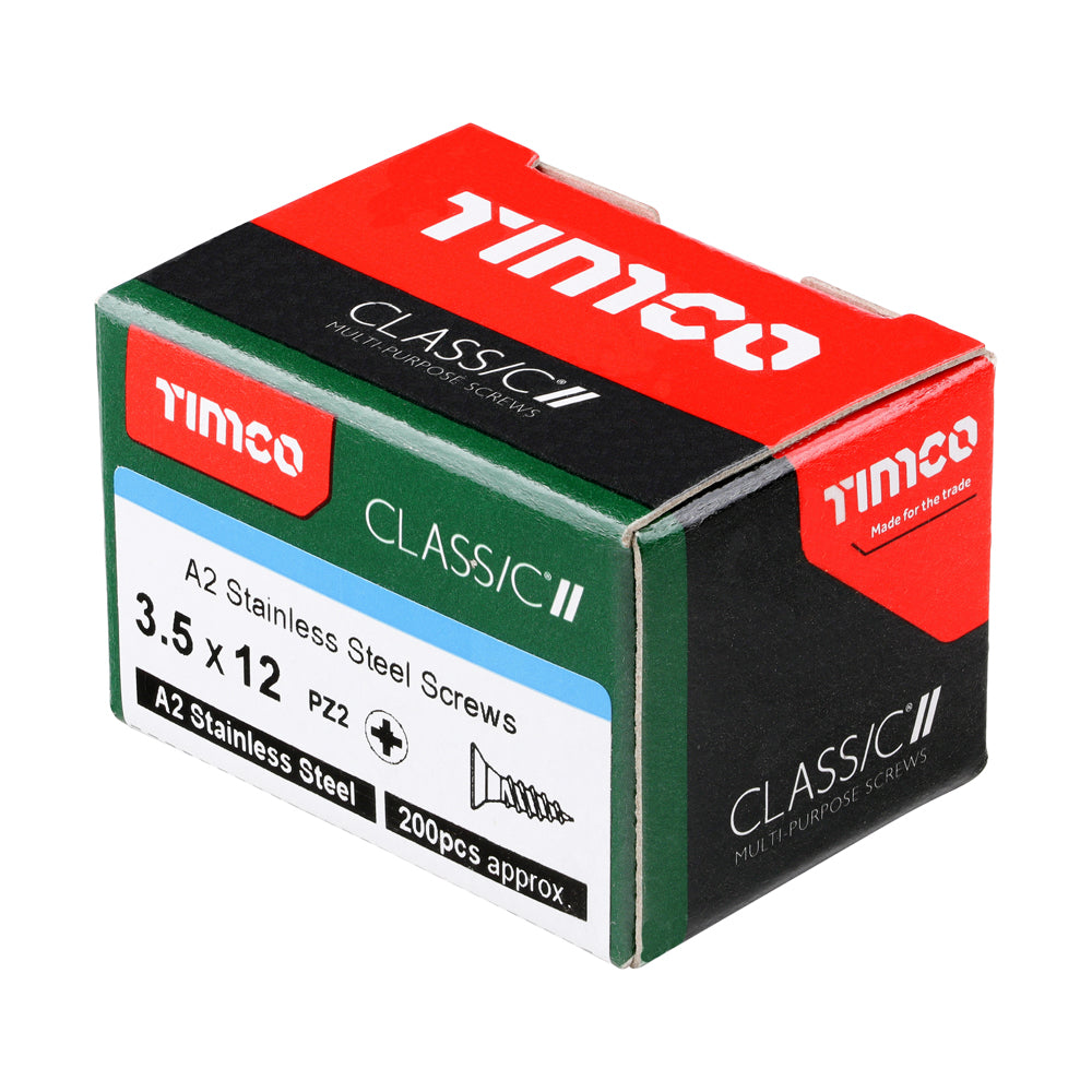 TIMCO Classic Multi-Purpose Countersunk A2 Stainless Steel Woodcrews - 3.5 x 12 - Image