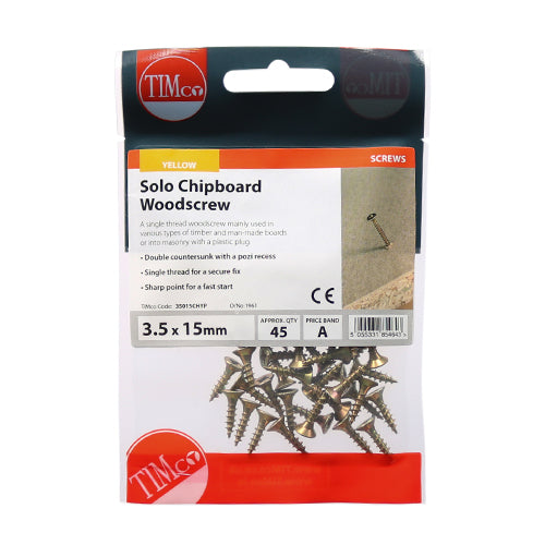 TIMCO Solo Countersunk Gold Woodscrews - 3.5 x 15 - Image