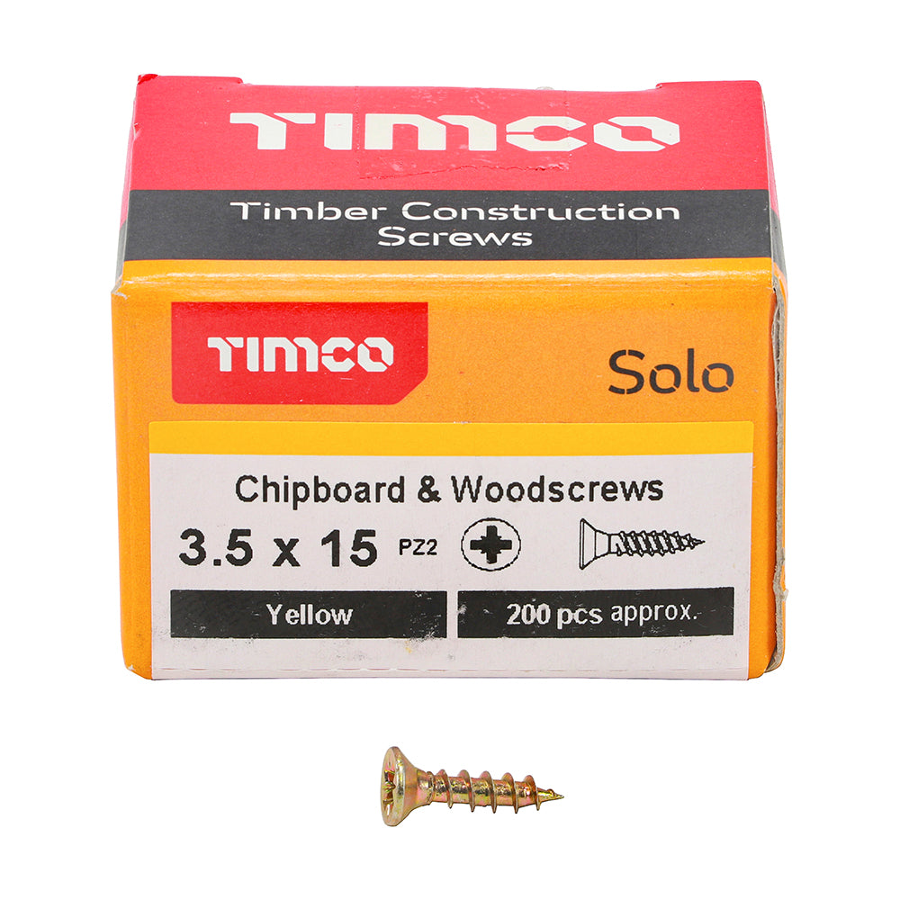 TIMCO Solo Countersunk Gold Woodscrews - 3.5 x 15 - Image