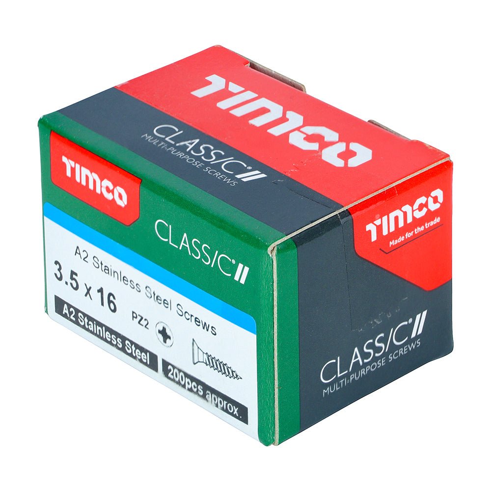TIMCO Classic Multi-Purpose Countersunk A2 Stainless Steel Woodcrews - 3.5 x 16 - Image