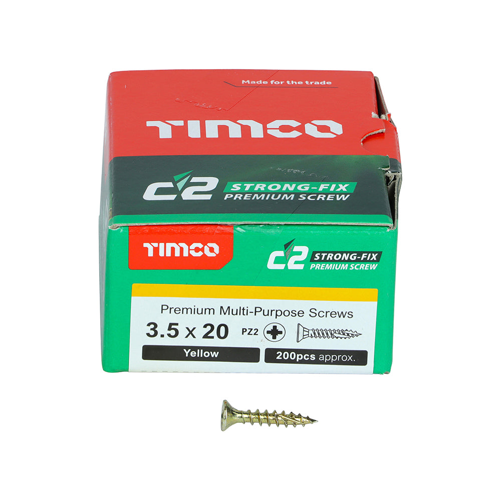 TIMCO C2 Strong-Fix Multi-Purpose Premium Countersunk Gold Woodscrews - 3.5 x 20 - Image