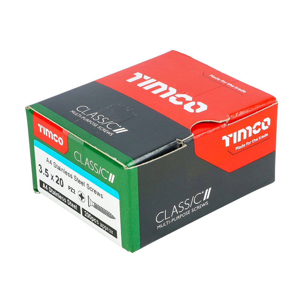 TIMCO Classic Multi-Purpose Countersunk A4 Stainless Steel Woodcrews - 3.5 x 20 - Image