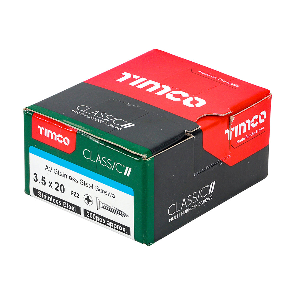TIMCO Classic Multi-Purpose Countersunk A2 Stainless Steel Woodcrews - 3.5 x 20 - Image