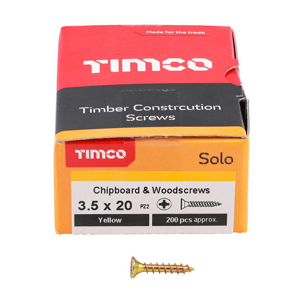 TIMCO Solo Countersunk Gold Woodscrews - 3.5 x 20 - Image