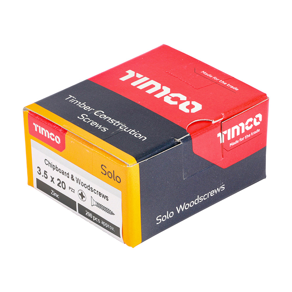 TIMCO Solo Countersunk Silver Woodscrews - 3.5 x 20 - Image