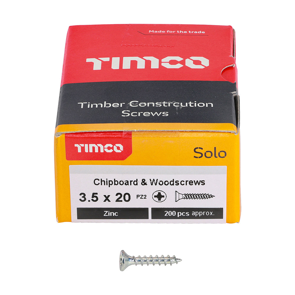 TIMCO Solo Countersunk Silver Woodscrews - 3.5 x 20 - Image
