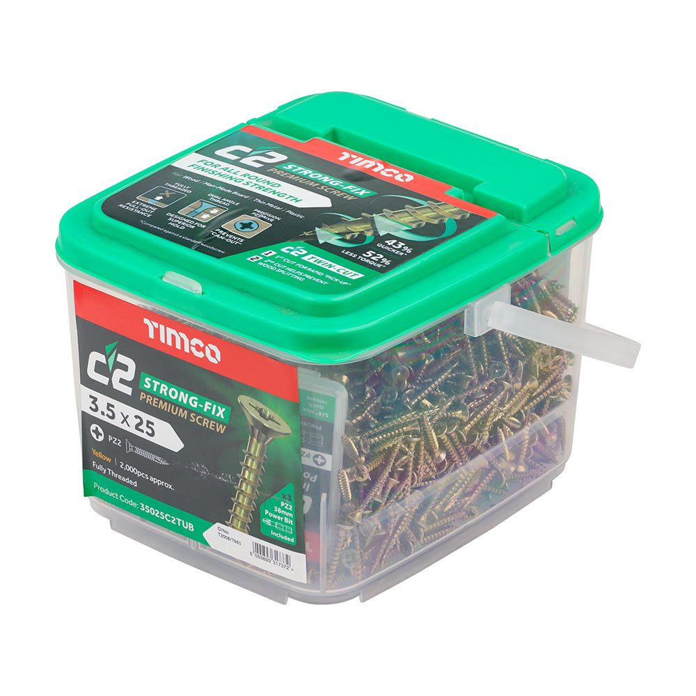 TIMCO C2 Strong-Fix Multi-Purpose Premium Countersunk Gold Woodscrews - 3.5 x 25 - Image