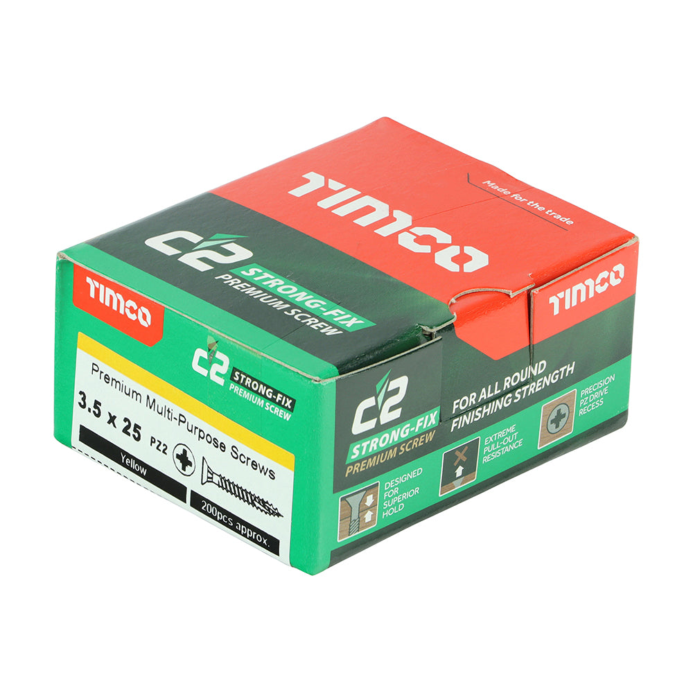 TIMCO C2 Strong-Fix Multi-Purpose Premium Countersunk Gold Woodscrews - 3.5 x 25 - Image