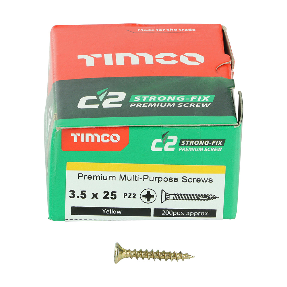 TIMCO C2 Strong-Fix Multi-Purpose Premium Countersunk Gold Woodscrews - 3.5 x 25 - Image