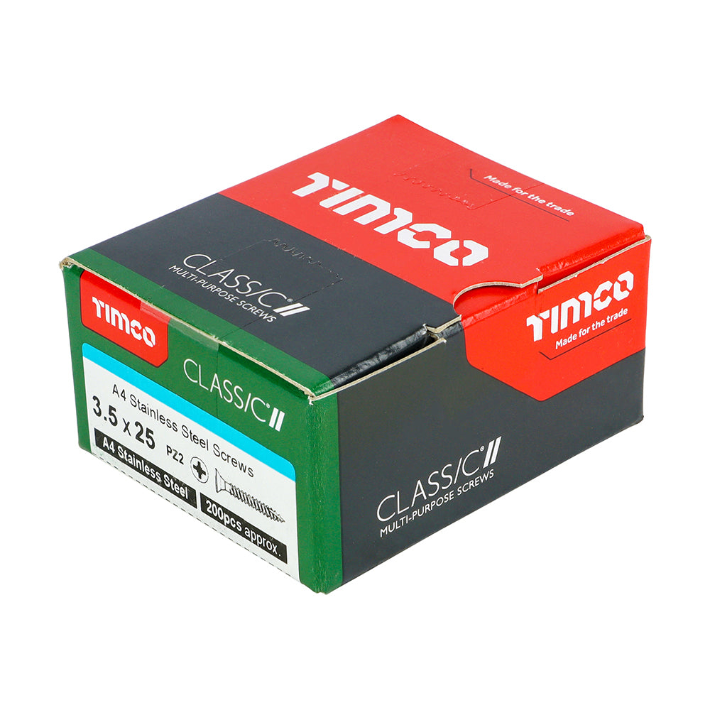 TIMCO Classic Multi-Purpose Countersunk A4 Stainless Steel Woodcrews - 3.5 x 25 - Image