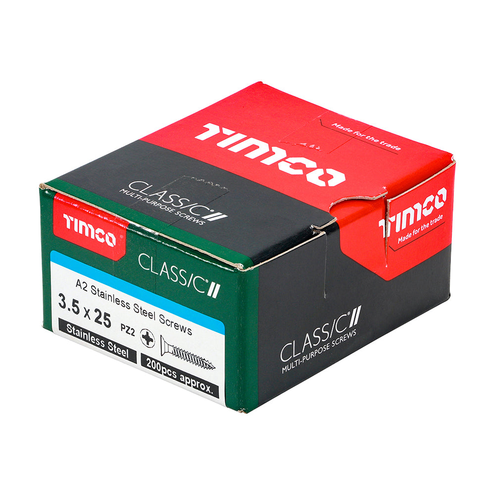 TIMCO Classic Multi-Purpose Countersunk A2 Stainless Steel Woodcrews - 3.5 x 25 - Image