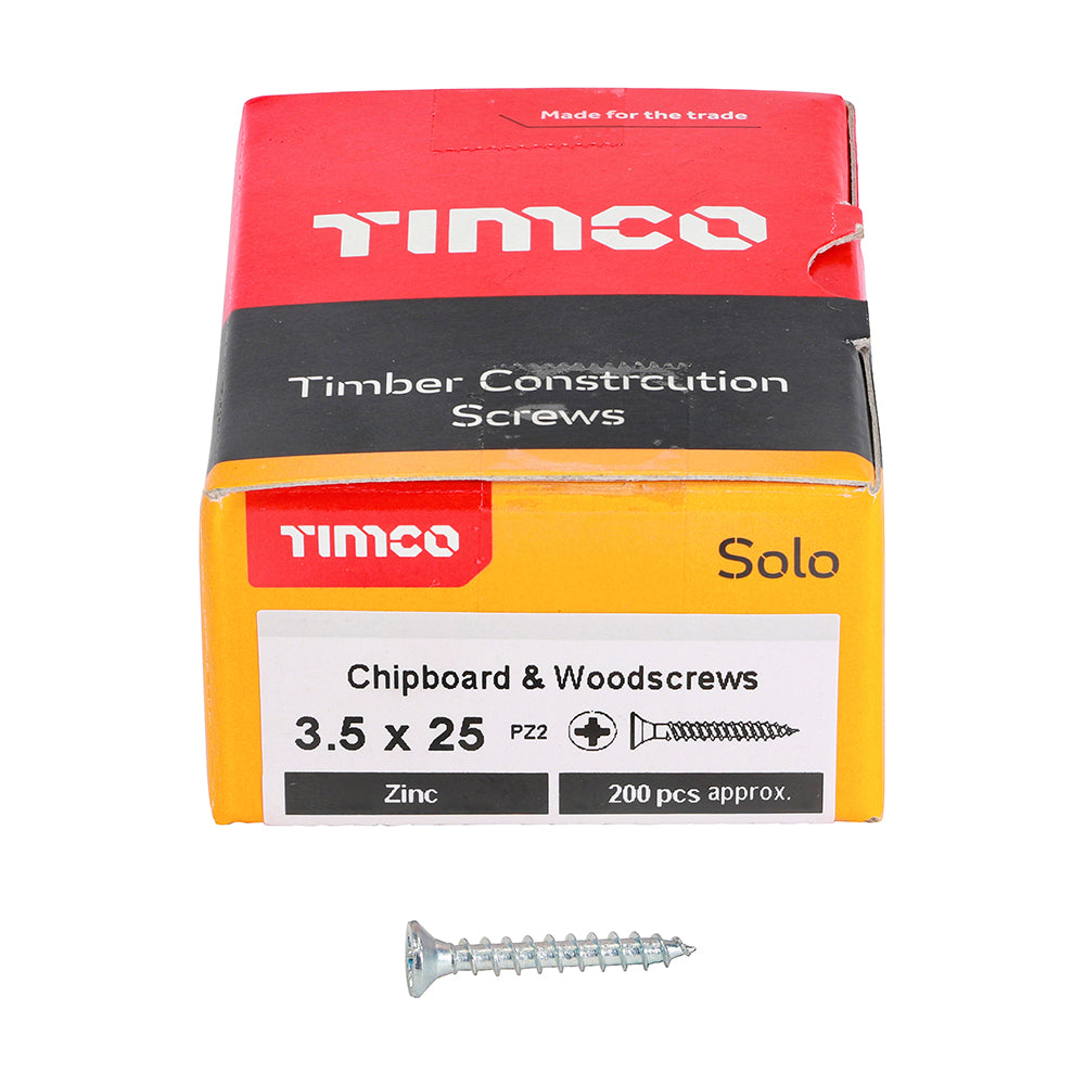 TIMCO Solo Countersunk Silver Woodscrews - 3.5 x 25 - Image