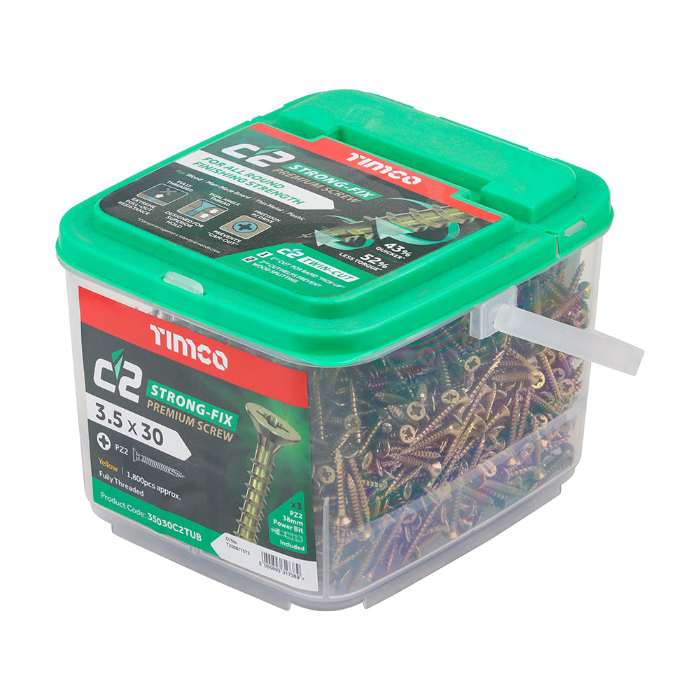 TIMCO C2 Strong-Fix Multi-Purpose Premium Countersunk Gold Woodscrews - 3.5 x 30 - Image