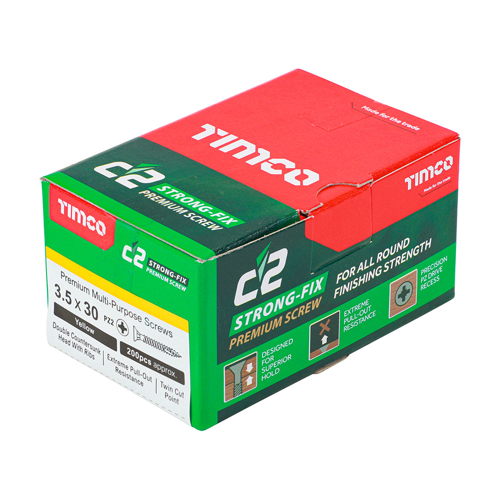 TIMCO C2 Strong-Fix Multi-Purpose Premium Countersunk Gold Woodscrews - 3.5 x 30 - Image