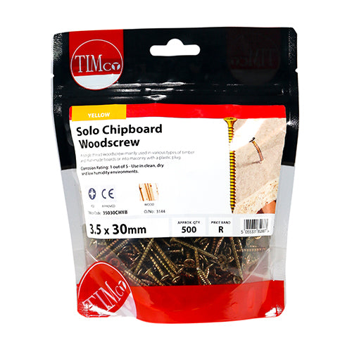 TIMCO Solo Countersunk Gold Woodscrews - 3.5 x 30 - Image