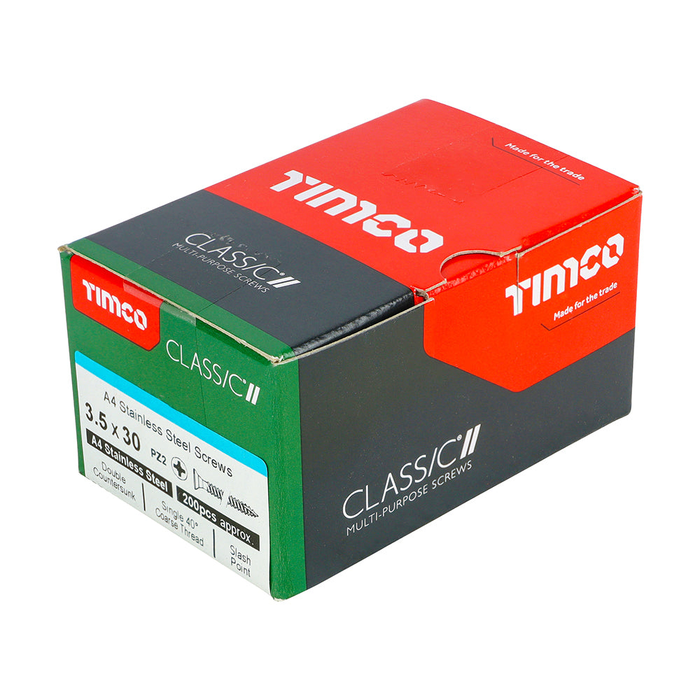 TIMCO Classic Multi-Purpose Countersunk A4 Stainless Steel Woodcrews - 3.5 x 30 - Image