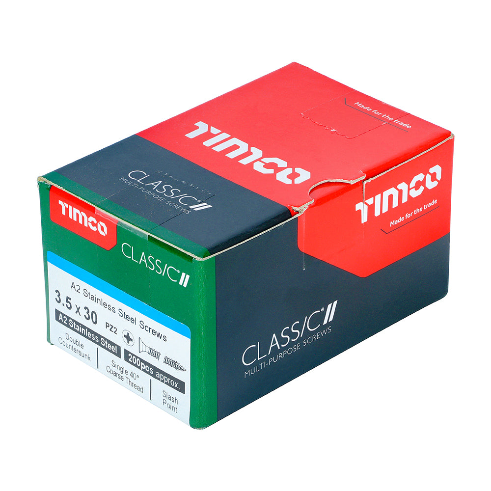 TIMCO Classic Multi-Purpose Countersunk A2 Stainless Steel Woodcrews - 3.5 x 30 - Image