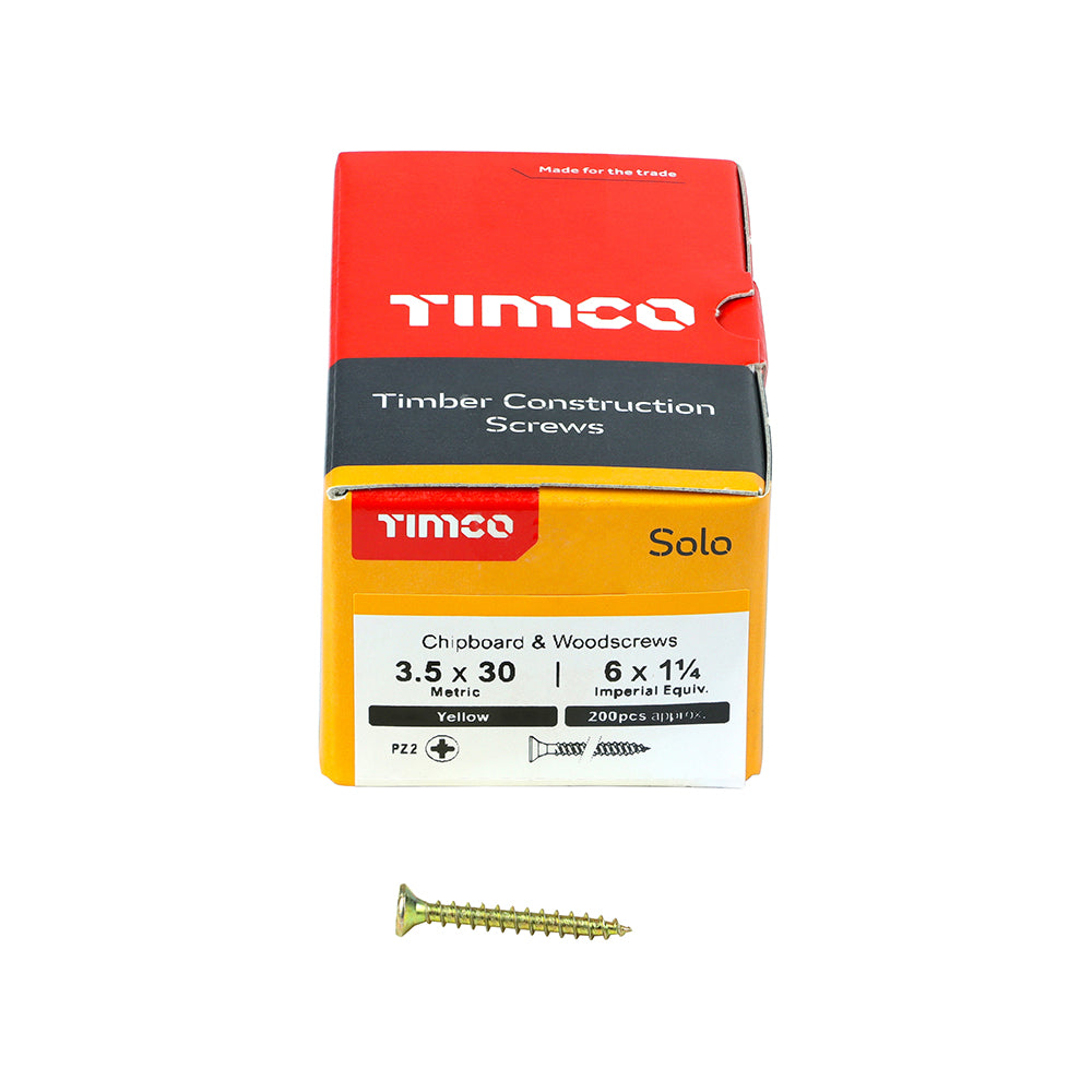 TIMCO Solo Countersunk Gold Woodscrews - 3.5 x 30 - Image