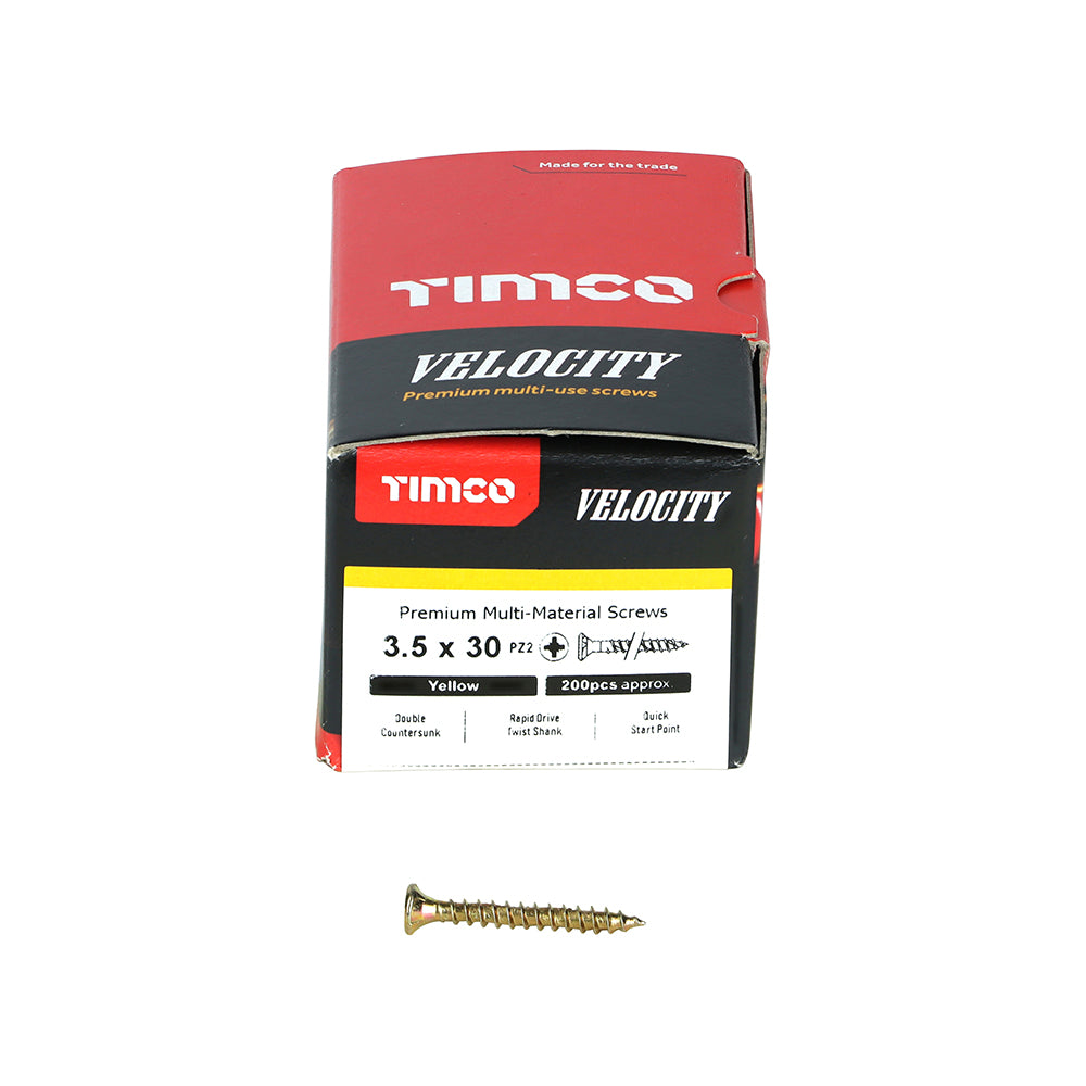 TIMCO Velocity Premium Multi-Use Countersunk Gold Woodscrews - 3.5 x 30 - Image