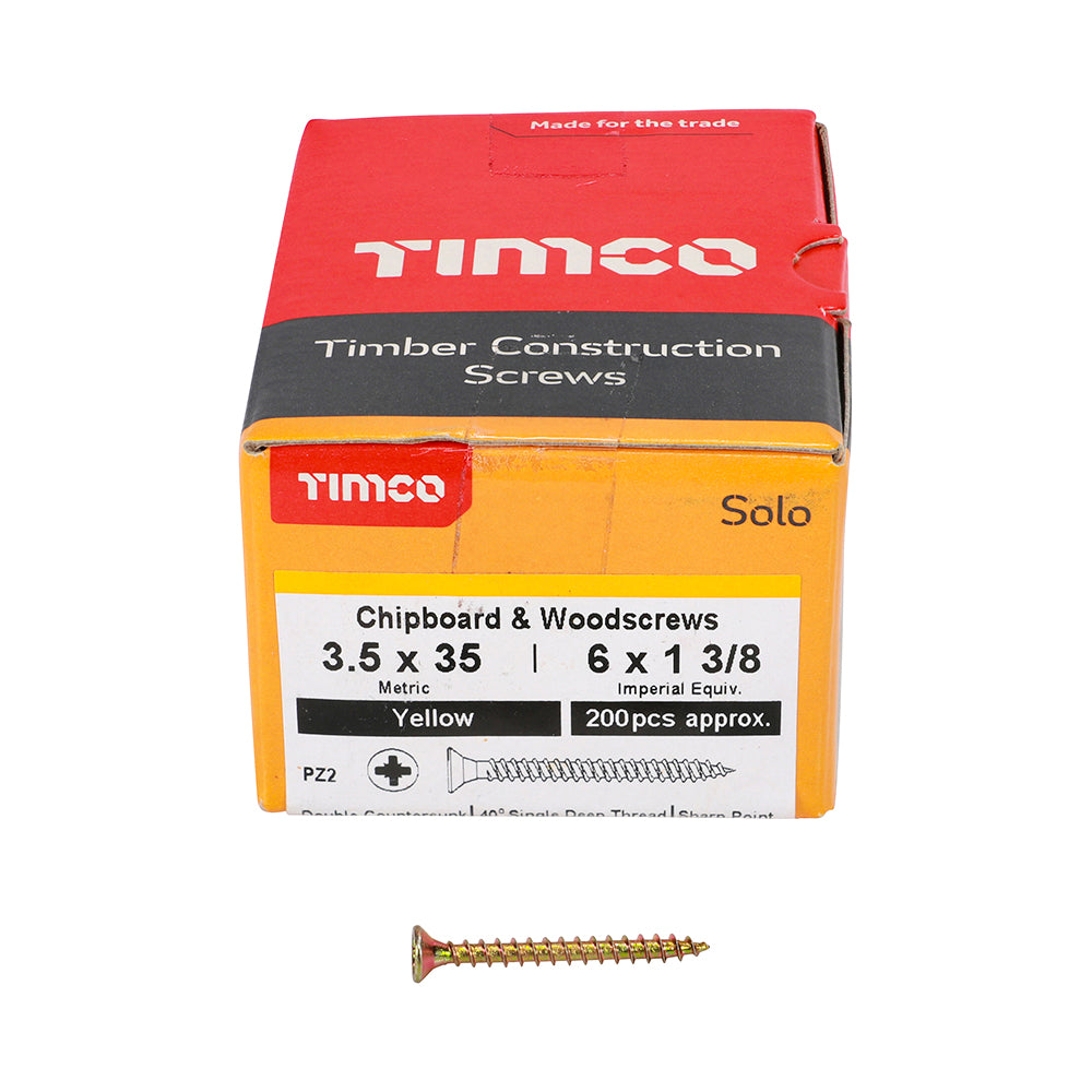 TIMCO Solo Countersunk Gold Woodscrews - 3.5 x 35 - Image