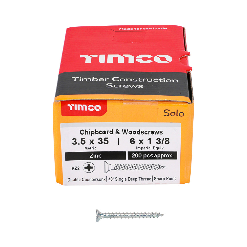 TIMCO Solo Countersunk Silver Woodscrews - 3.5 x 35 - Image