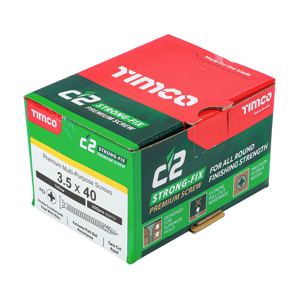TIMCO C2 Strong-Fix Multi-Purpose Premium Countersunk Gold Woodscrews - 3.5 x 40 - Image
