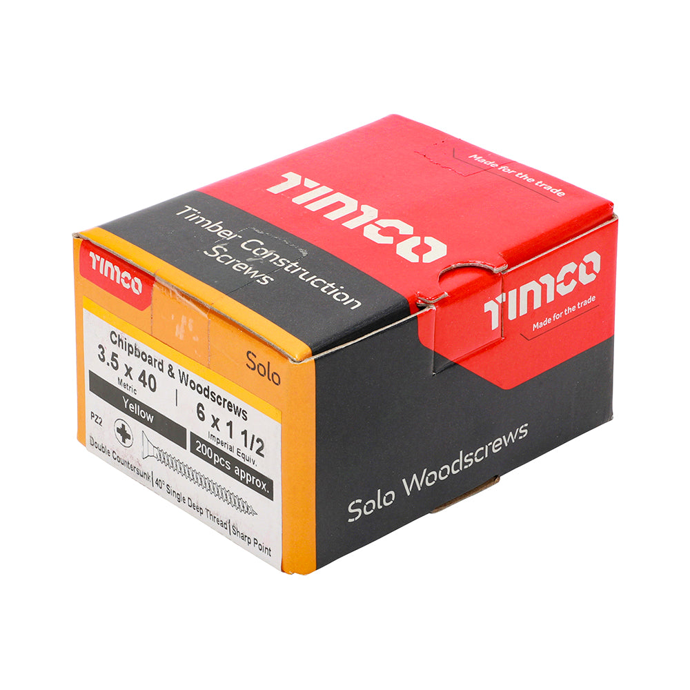 TIMCO Solo Countersunk Gold Woodscrews - 3.5 x 40 - Image